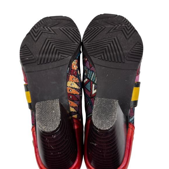 Socofy Retro Boho Multicolor Leather Stretch Fabric Booties Women's 38/7-7.5 - Picture 8 of 11